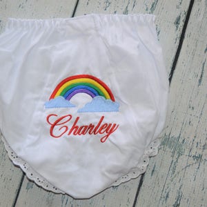 Personalized Rainbow Baby Bloomers, Monogrammed Baby Girls Diaper Cover, Monogrammed Baby Bloomers, Rainbow Bloomers