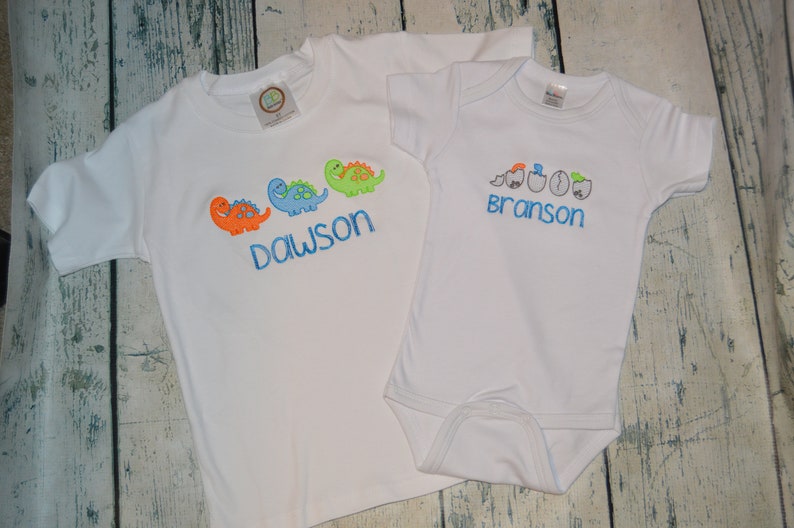 Big Brother Little Brother Matching Shirts Personalized Sibling Coordinating Dinosaur Shirt Set Personalized Dinosaur Shirt