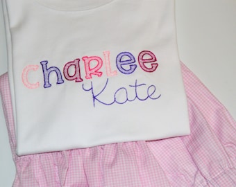 Personalized Girls Name Outfit or Shirt, Embroidered Monogrammed Shirt