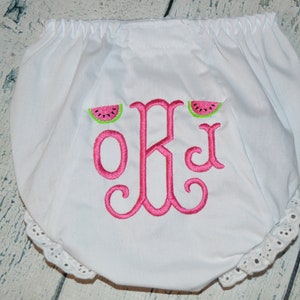 Watermelon Baby Bloomers Monogrammed, Custom Mini Design & Colors,  Baby Bloomer,  Personalized Bloomers