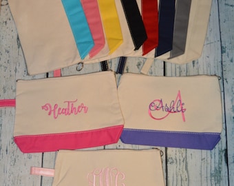 Monogrammed Makeup Bag, Womens  Personalized Cosmetic Bag - Canvas Makeup Bag Bridesmaid Gift