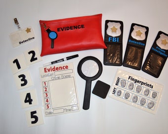 Pretend Play Detective Evidence Set, FBI Private Investigator and Detective Pretend Play Toy Complete Set