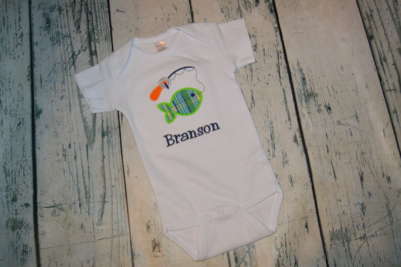 PERSONALIZED Baby Boy Fishing Bodysuit Fishing Pole Boys Etsy