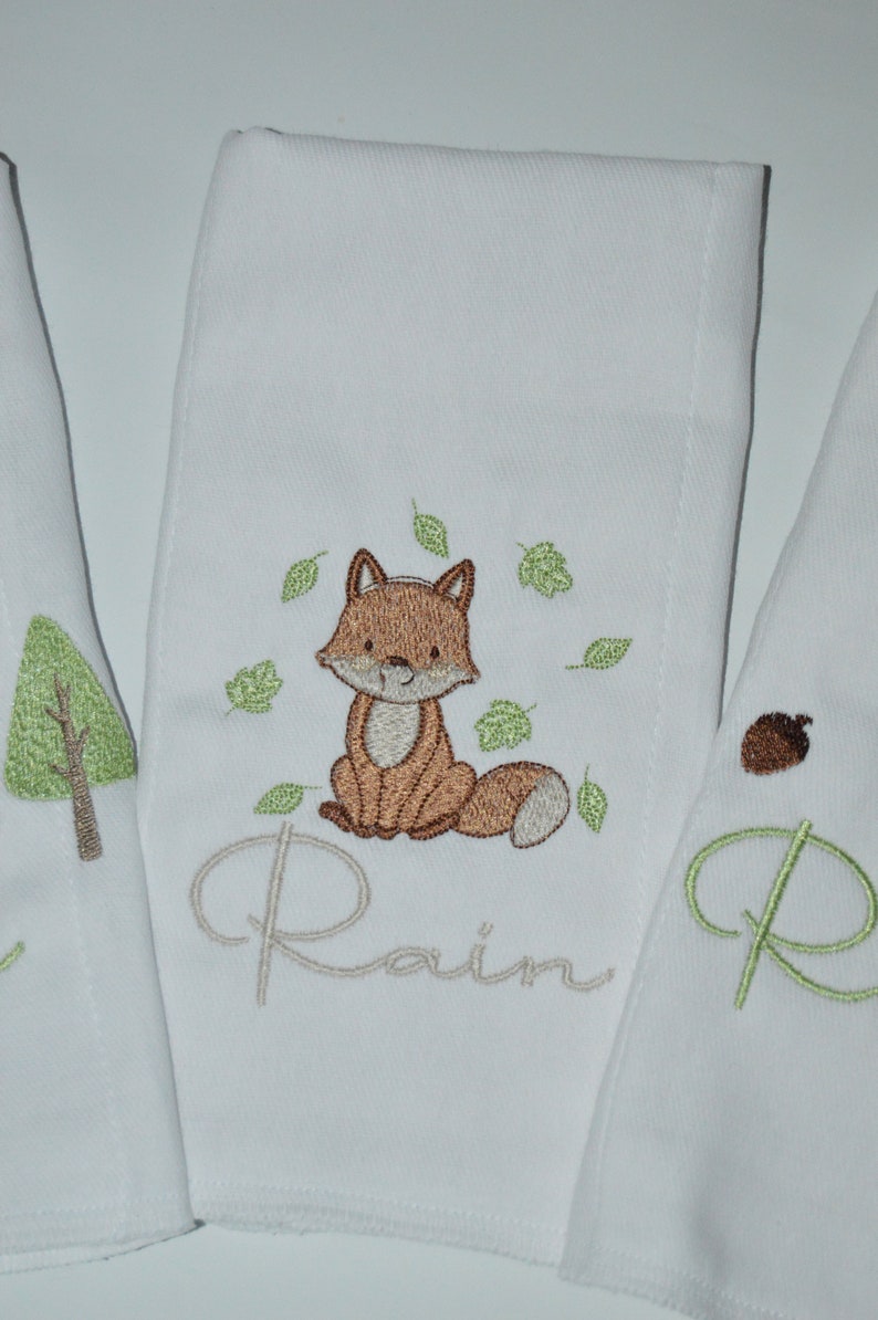 Personalized Forest Animal Burp cloth Set of 3 image 4