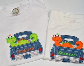 Personalized Dinosaur Truck Boys Shirt