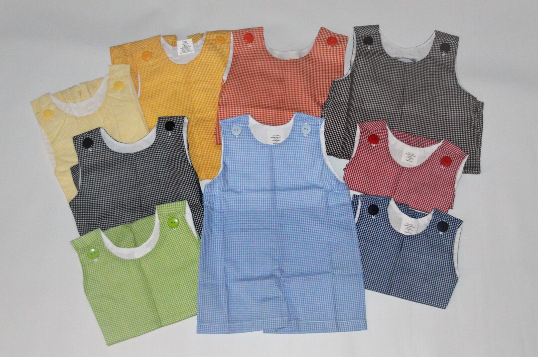Embroidery Blank Gingham Overall Shortall, Boys Jon Jon Gingham Romper