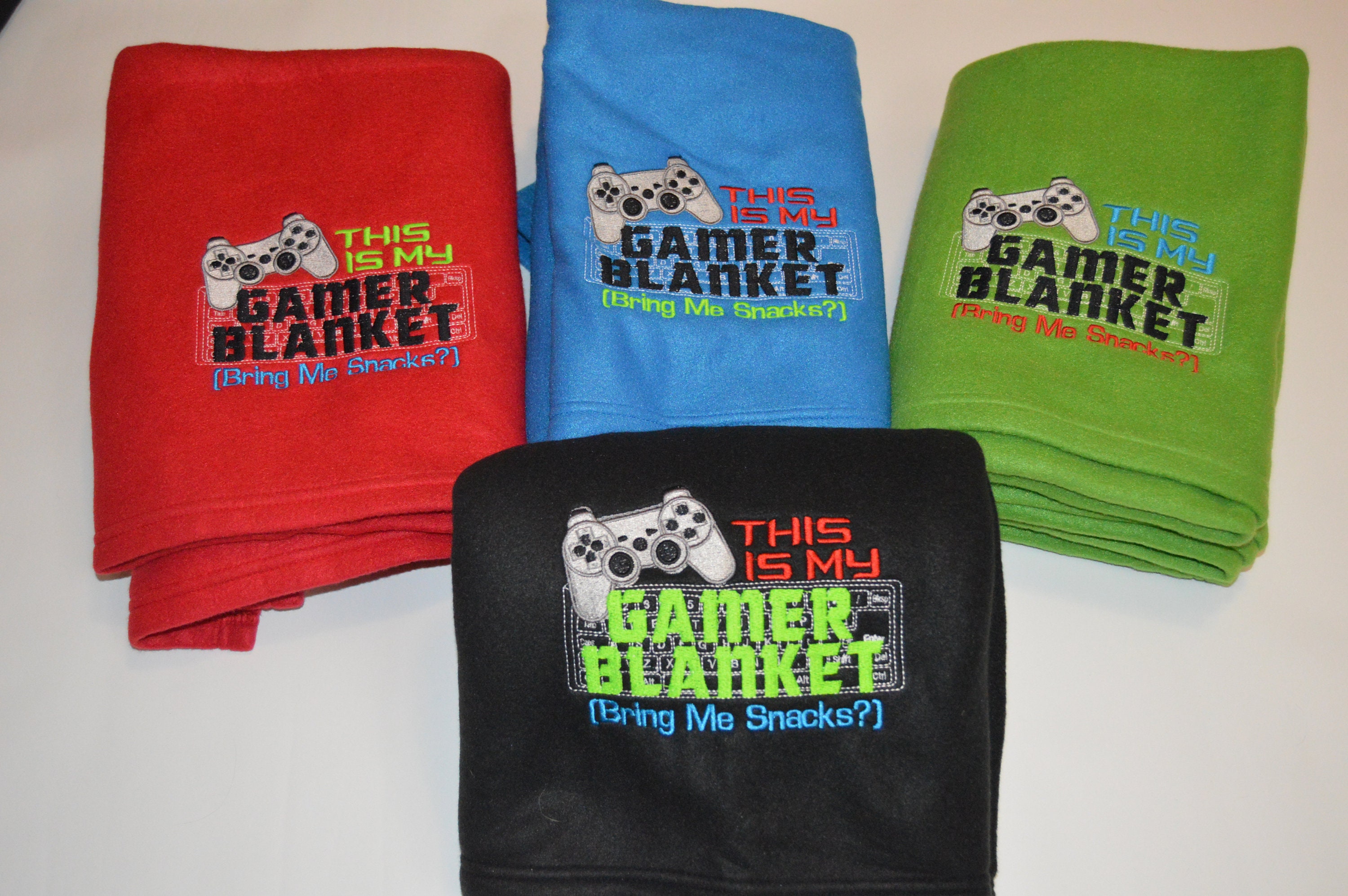 Gamer Blanket Embroidered This is My Gamer Blanket Bring Me Snacks Gaming Gift Fleece Blanket Etsy Canada