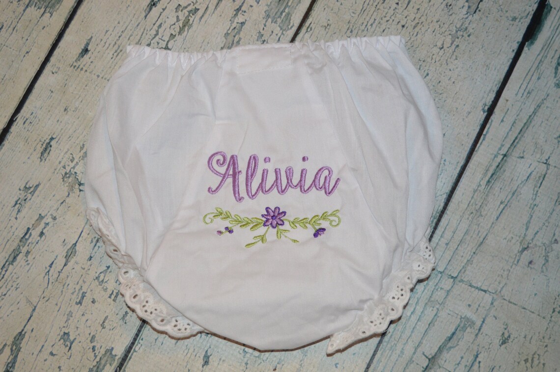 Personalized Baby Bloomers With Flowers Monogram Embroidered Etsy