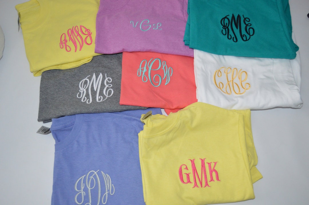 Monogrammed Shirt Long Sleeve, Ladies Embroidered Monogram T-shirt ...