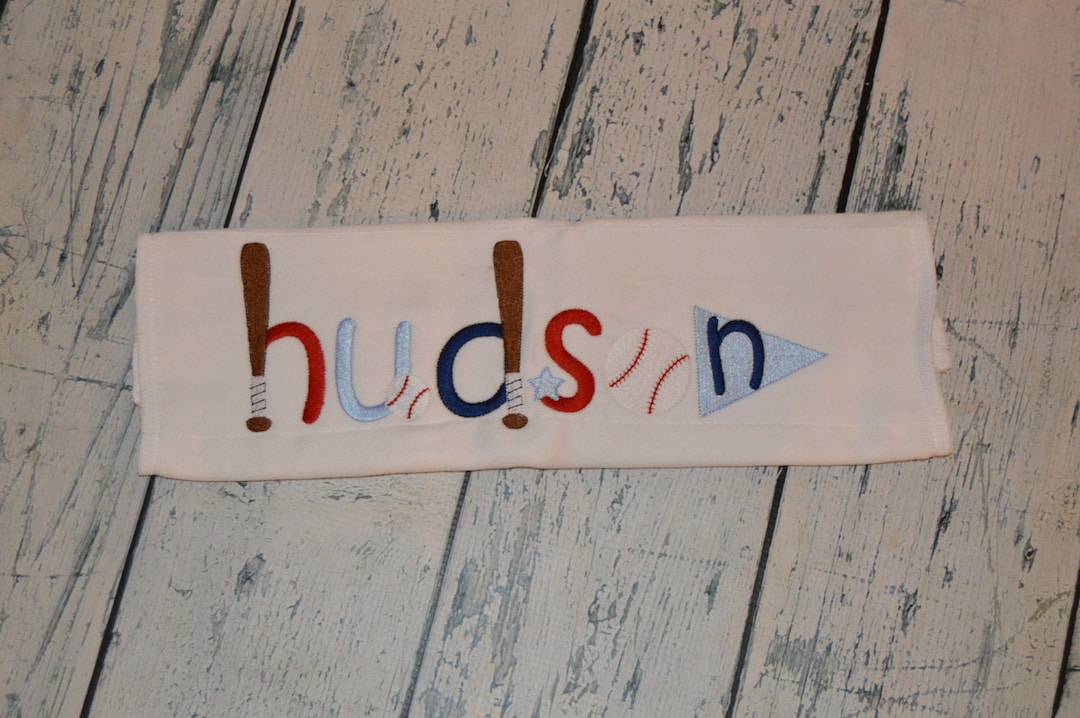 Personalized Baseball Burp Cloth Monogrammed Name in Baseball Lettering ...