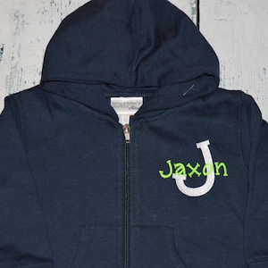 Personalized Toddler Full Zip Hooded Sweatshirt,  Personalized Monogrammed Jacket Assorted Colors