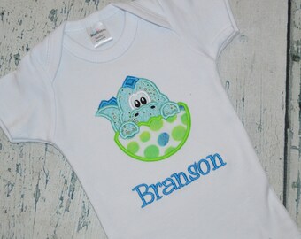 PERSONALIZED Dinosaur Shirt, Baby Boys Monogrammed Dino Shirt, Dinosaur inside Egg Shirt