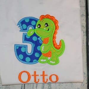 Monogrammed Dinosaur Birthday Shirt, Custom Age 1-9, Dino Bite Shirt, Personalized Boys Birthday Shirt