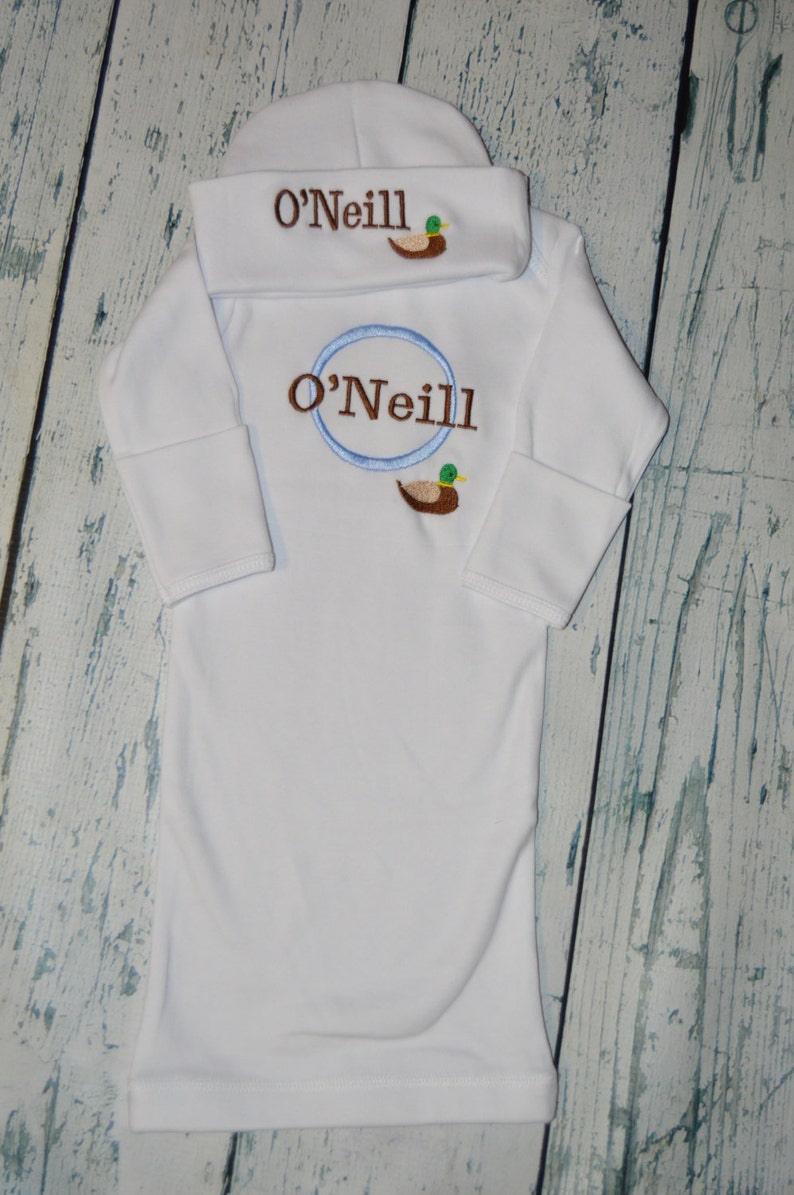 Personalized Baby Gown and Hat Set Monogrammed Coming Home Etsy