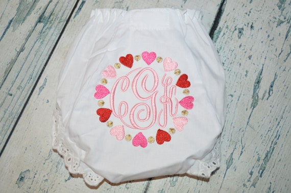 Valentines Baby Bloomers, Monogrammed Valentines Bloomer