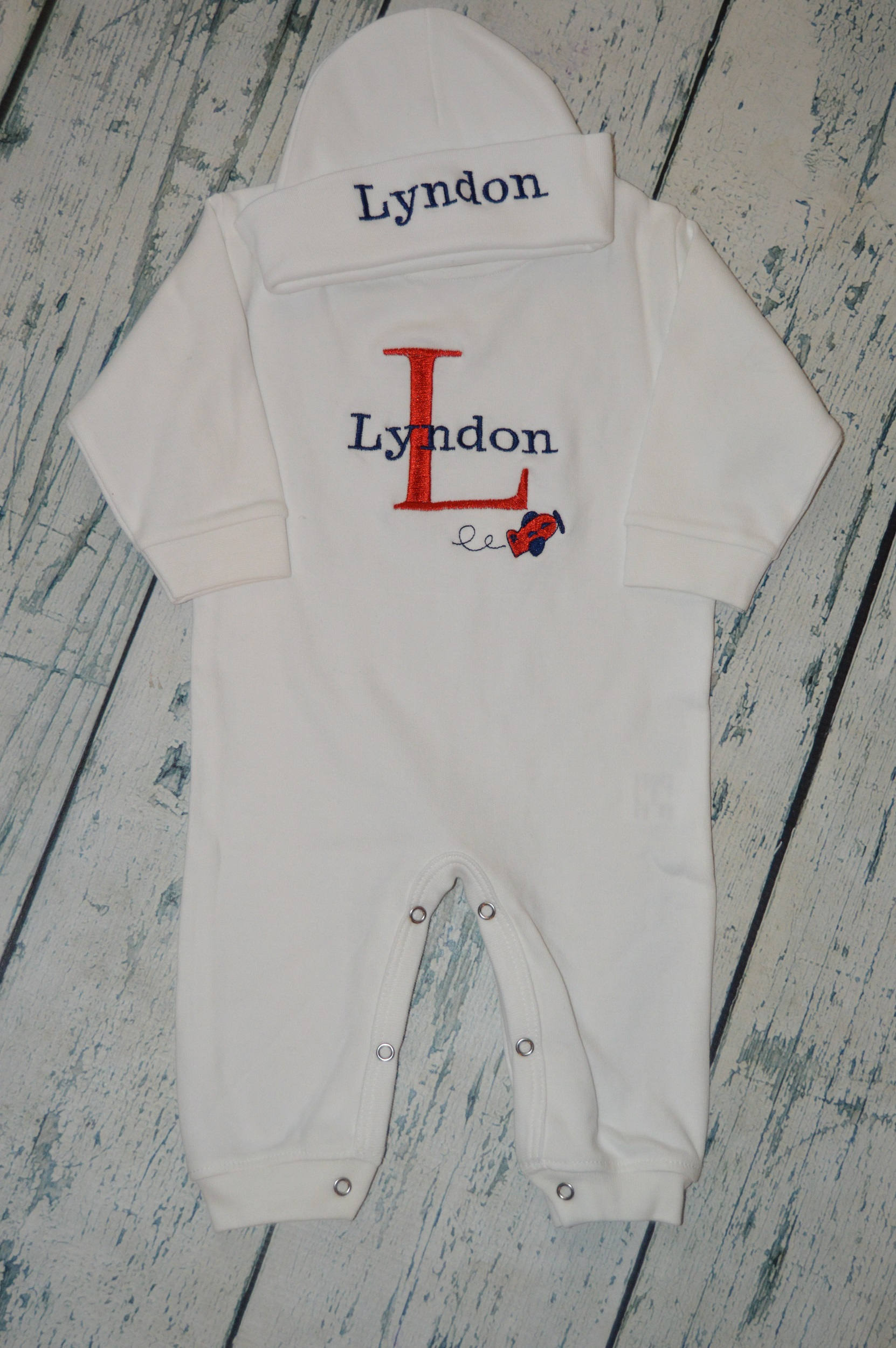Personalized Baby Boy Airplane Outfit Baby Sleeper Romper & Etsy