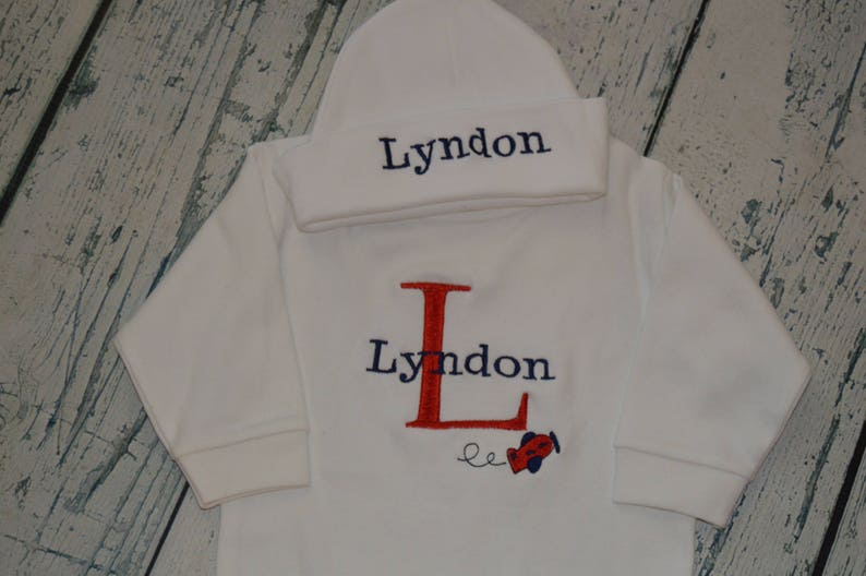 Personalized Baby Boy Airplane Outfit Baby Sleeper Romper & Etsy