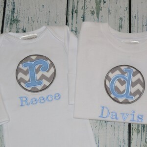 Personalized Sibling tee and infant Gown Set - Big Brother Little Brother Matching SHirts