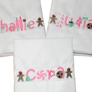 Personalized Gingerbread Embroidered Christmas Pillowcase