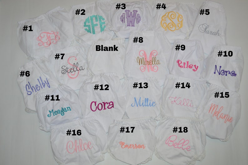 Baby Bloomers Monogrammed Baby Girl Diaper Cover, QUICK SHIP, Diaper Cover with Monogram, Blank Baby Bloomers, Personalized Baby Bloomers image 2