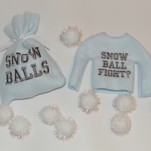 Elf Snowball Shirt and Accessories Set,  12&quot; Doll Clothes Snow Ball Fight Sweater and Bag with Snowballs