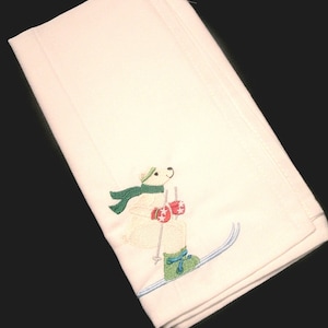 Polar Bear Cloth Dinner Napkins embroidered Reusable Napkin