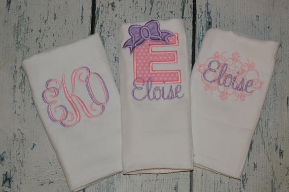 monogram burp cloths girl
