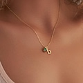 14K Solid Gold Initial Necklace with Birthstone, Tiny Initial Necklace, Custom Jewelry for Women, Birthday Gift for Her, Mothers Day Gift