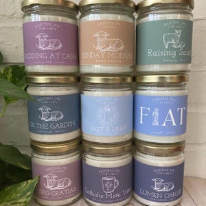 PICK 2 - Catholic Candles -  Natural Coconut Apricot Wax - Christian Church Mass Inspired - Mix & Match - Easter Valentines Gift