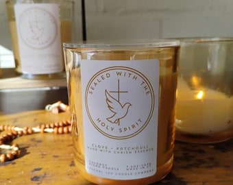 Chrism Infused Scented Candle • Catholic & Religious Gift • Handpoured • Natural Coconut Wax