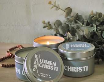 Lumen Christi • Catholic Candle • Campfire Marshmallow Scented • Natural Wax