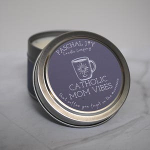 Catholic Mom Vibes Candle - Coffee Scented Gift - Religious Gift - Mini Tin Scented Soy Coconut Candle