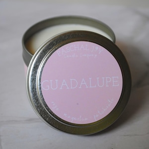 Guadalupe Catholic Candle - Rose Scented -  Our Lady Prayer Candle Religious Gift Home Decor - Catholic Gift - Mini Tin Candle