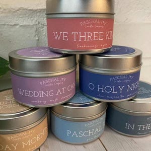 Catholic Scented Candle Set - Mini Soy Coconut Tins, Christian Gift for Baptism & Confirmation, Choose Your Scents - Pick 2