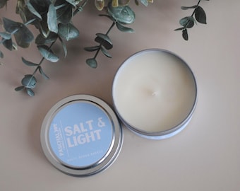 Salt and Light • Catholic Candle  •Sea Salt Sage Moss Scent • Natural Wax