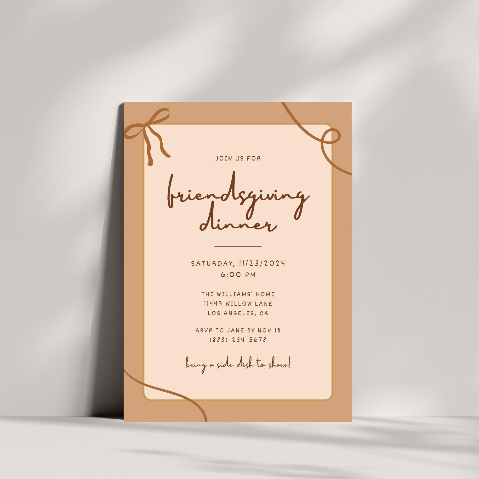 Editable Friendsgiving Invitation, Friendsgiving Dinner Invitation