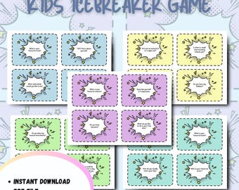 Colorful Ice Breaker Cards Game: Fun Party Activity (Digital PDF)