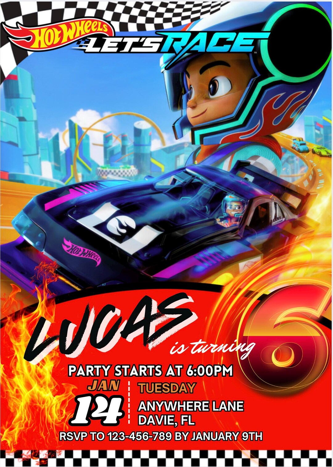 Editable Hot Wheels Birthday Invitation: Race Car Party (printable DIY
