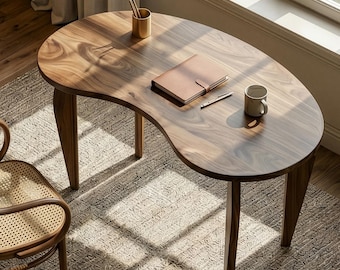 Walnuss Schreibtisch Mid Century Modern Schreibtisch Bohnenform Holztisch Handgefertigte Möbel