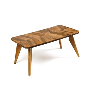 Walnut Wood Coffee Table Mid Century Modern Center Table Unique Living Room Furniture