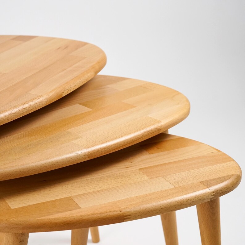 Wooden Nesting Coffee Table Set Modern Side Table Unique End Table Mcm ...