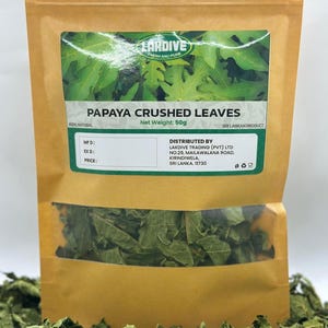 Lakdive Dried 100% Organic Papaya Leaves Tea 1.7 oz (50g) | Whole Loose Leaf Herbal Tea | Sun-Dried Green Papaya Leaves