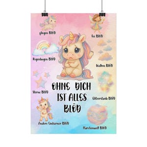 Lámina artística de unicornio caprichoso: regalo perfecto para niños, decoración de guardería, cumpleaños, temática mágica, bonito arte de pared.