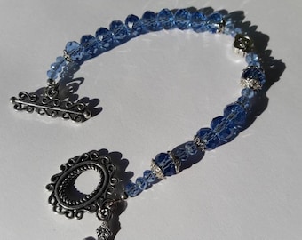 Light Sapphire Blue Crystal Rosary Bracelet, Wedding, First Communion, Catholic Gift, Confirmation Gift, Gift of Prayer