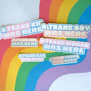 A Trans Person Was Here Stickers, Pride Theme Sticker, Trans Rights Protest Stickers for June Pride Month, LGBTQIA+, Queer Pride Decals