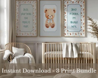 Baby Shower Gift Nursery Decor Printables Trio Bundle, boy or girls room,digital download