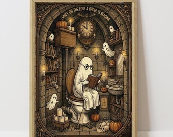 Ghost Wall Art for Bathroom, haunted library decor for book lover decor,printable, digital download