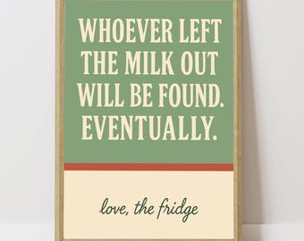 Sage and terracotta kitchen print, funny retro wall art , vintage style pantry poster, instant download