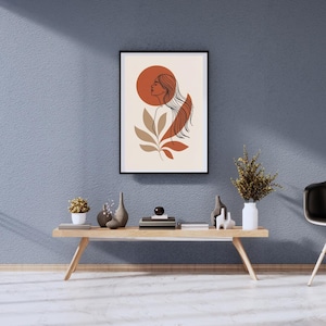 Abstract Face Line Art | Minimalist One Line Drawing | Boho Modern Wall Print | Digital Download Poster