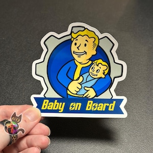 Adesivo artistico Baby on Board Fallout, adesivo regalo per neomamme Baby on Board, adesivo per paraurti per baby shower, adesivo per videogiochi della serie Fallout